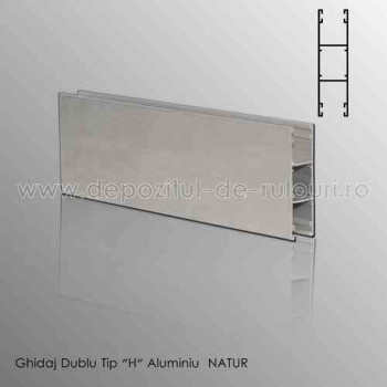 Ghidaje rulouri exterioare aluminiu aplicate duble tip “H” natur